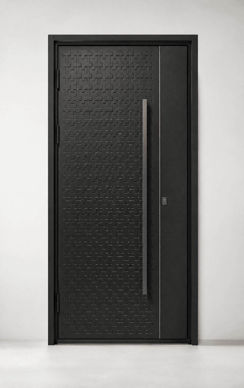 Dark cast aluminum entrance door