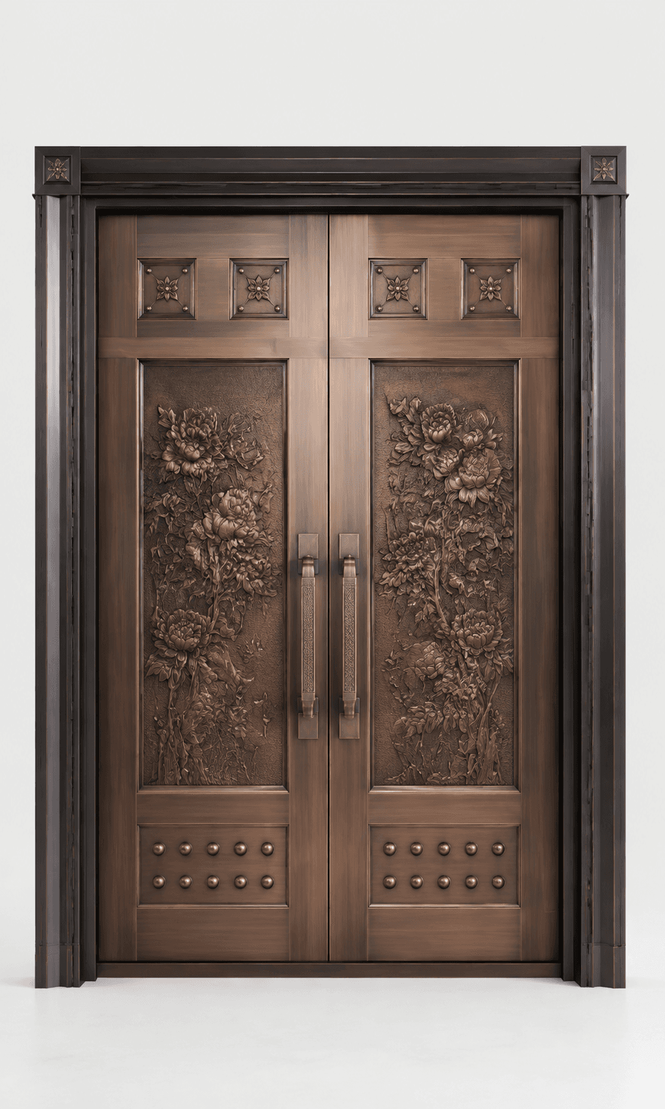 Warm copper double entrance door