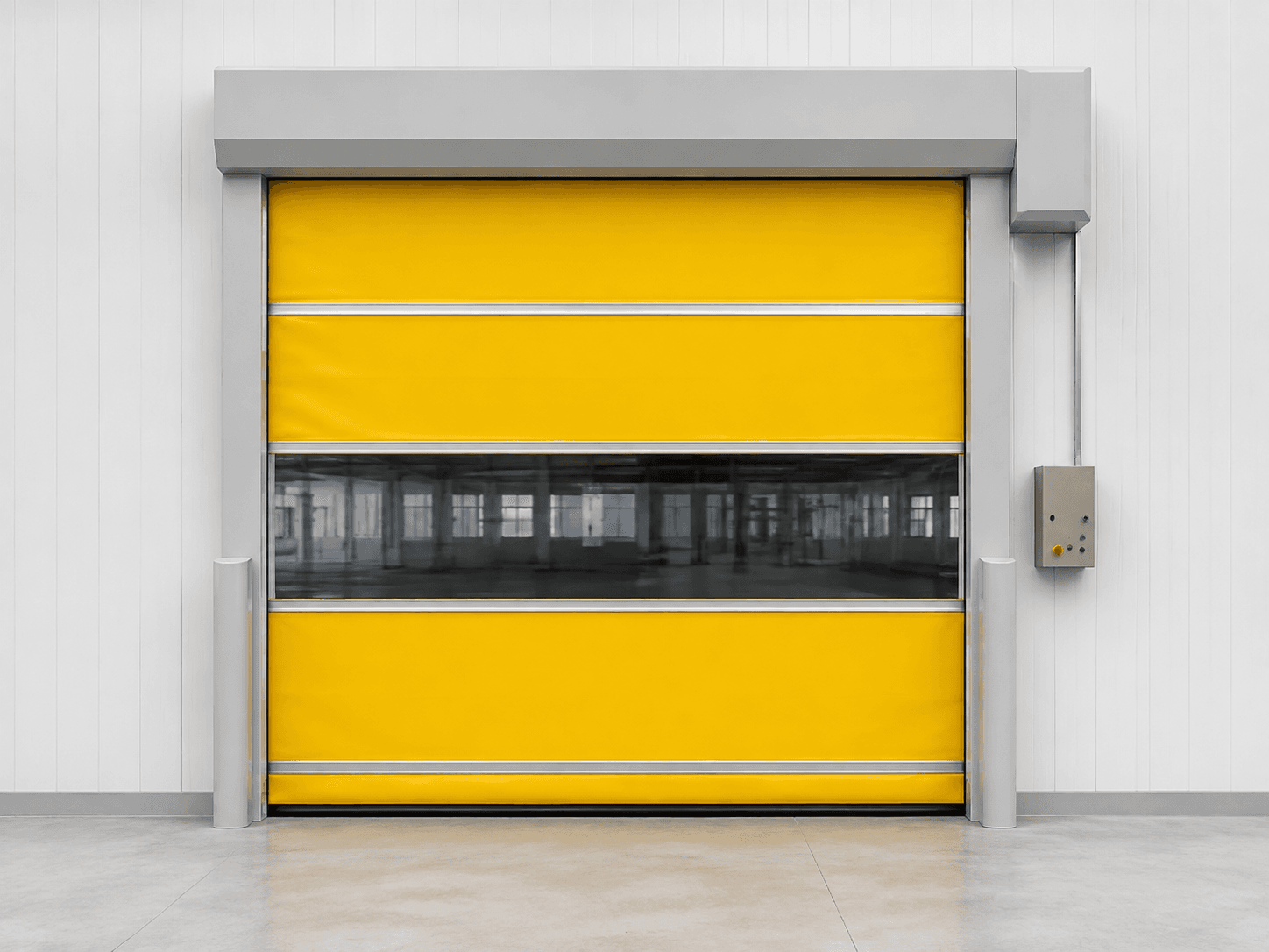 Yellow high-speed industrial door
