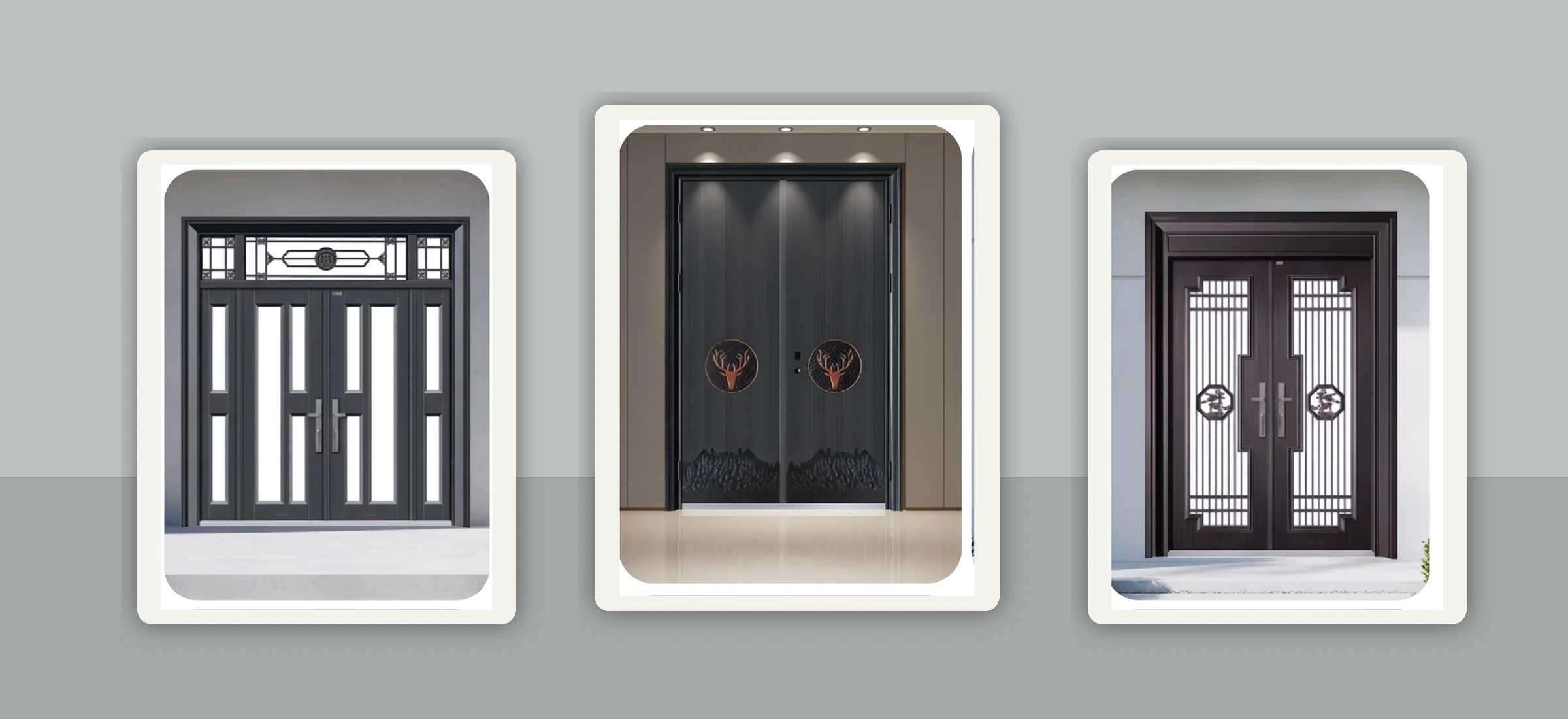 Three reinforced security entrance door designs from the Haotian catalog
